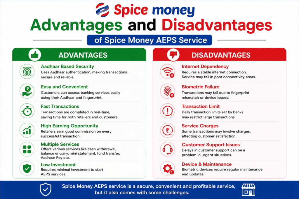 Spice Money AEPS advantages and disadvantages 